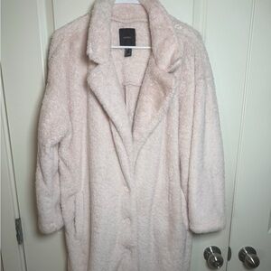 Y2K Forever 21 Light Pink Faux Fur Longline Teddy Coat - Size S